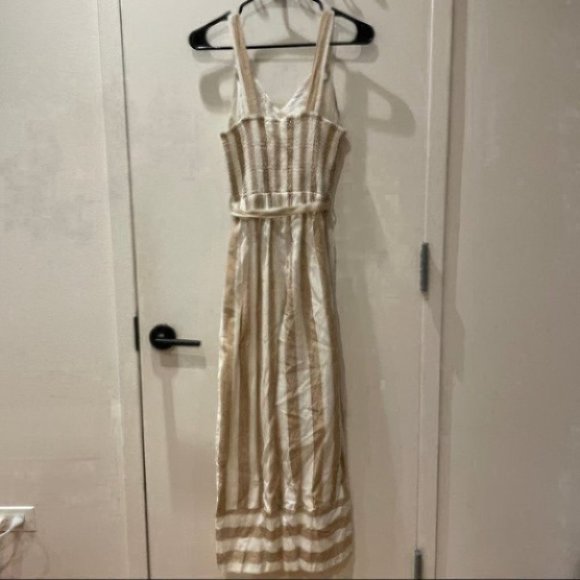 Japna Wide Stripe Jumpsuit in Taupe - Picture 5 of 7